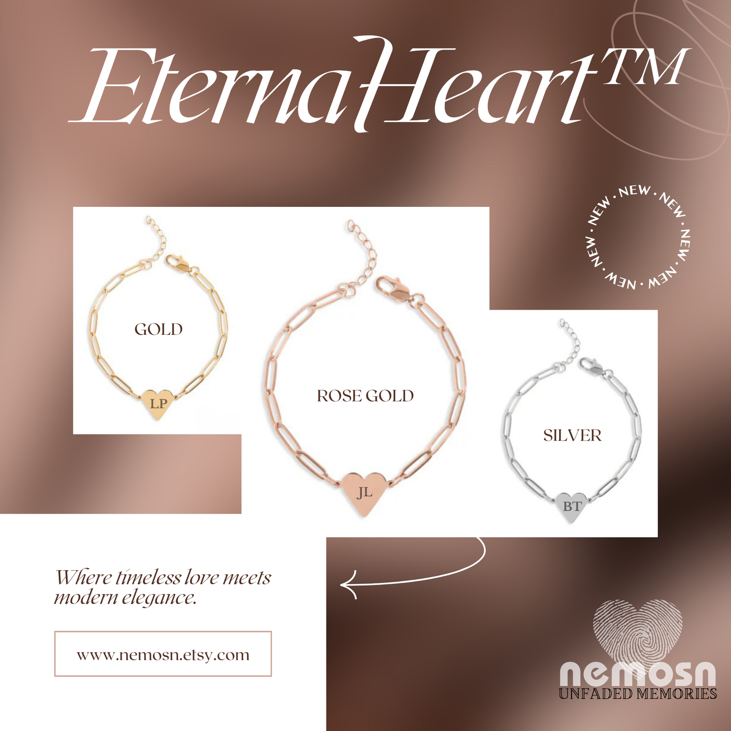 LinkHeart™ – Custom Engravable Heart Bracelet