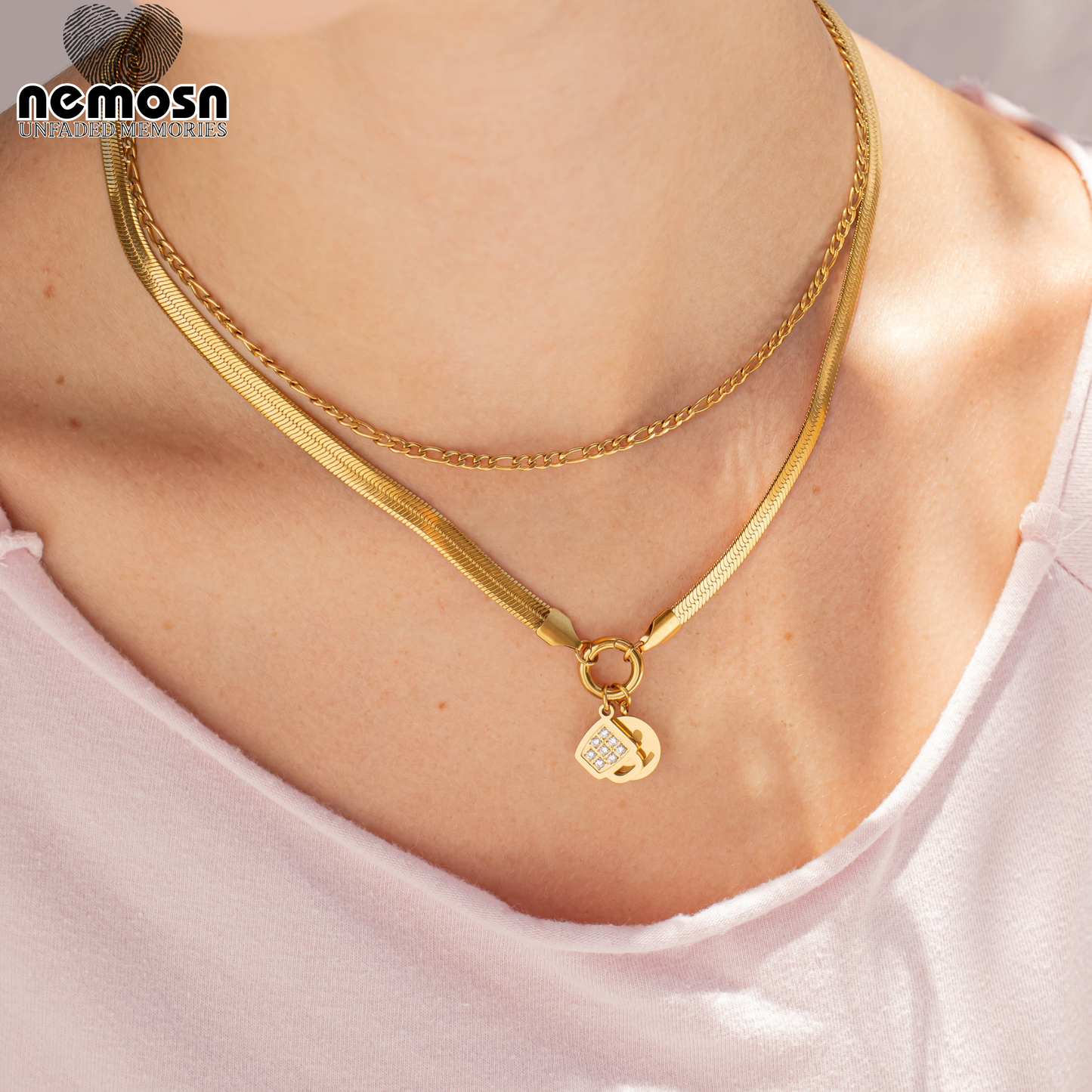 BrewGleam™ Pendant – 18K Gold & Silver Stainless Steel Coffee Cup Charm with CZ Stones | Coffee Lover, Everyday Shine Jewelry by Nemosn