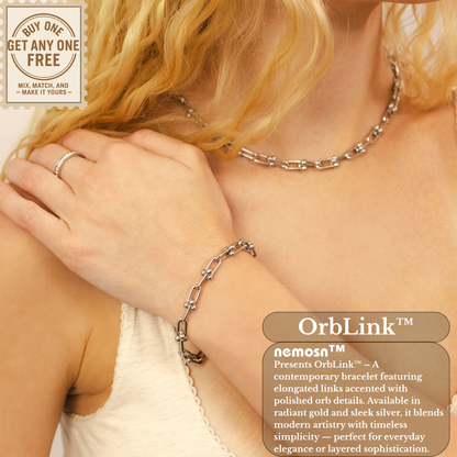 OrbLink™ Modern Beaded Link Chain Bracelet – Gold & Silver Adjustable Bracelet | Minimalist Everyday Jewelry Gift for Her