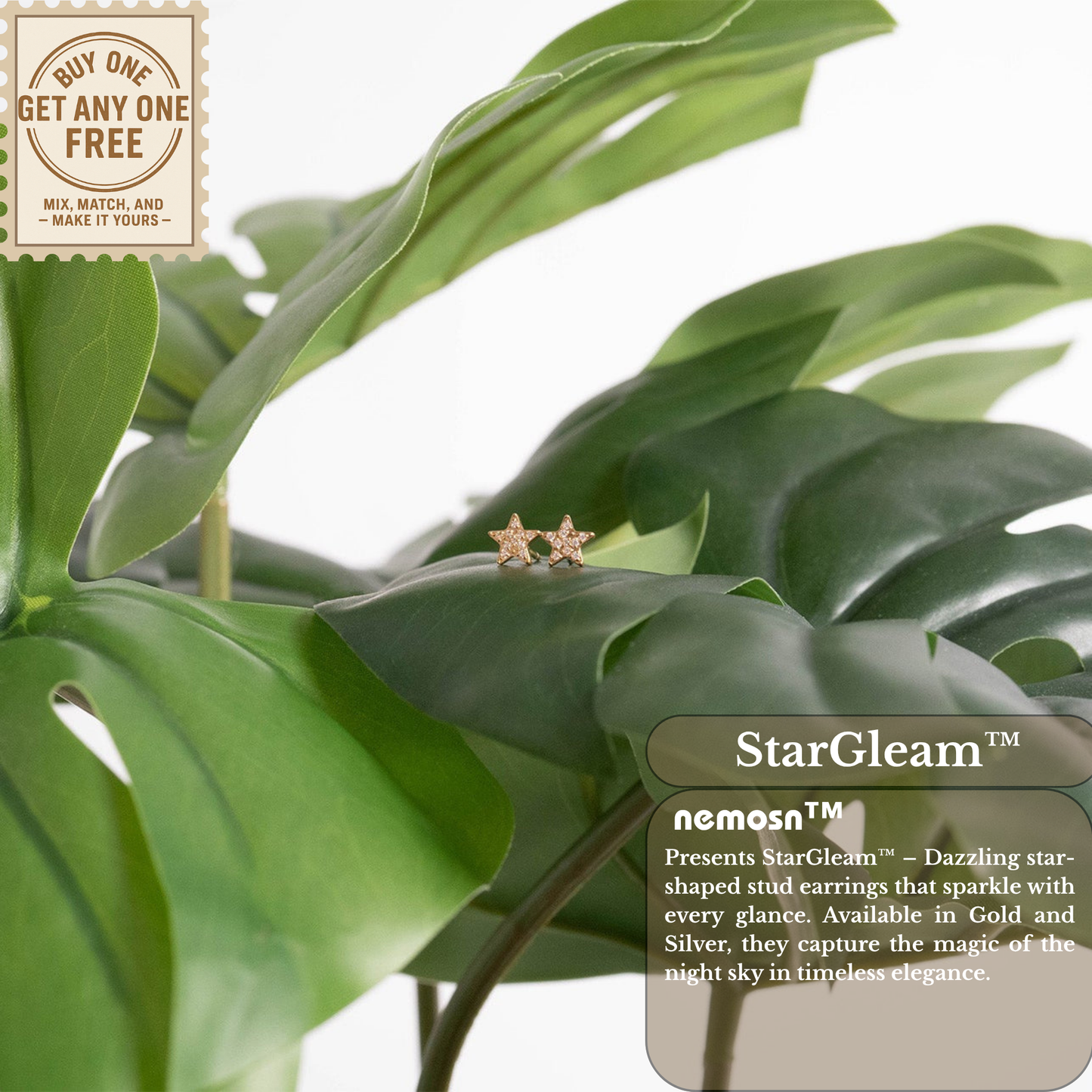 StarGleam™ Crystal Star Stud Earrings – 18K Gold & Silver Plated Dainty Sparkle Jewelry for Women | Nemosn™ Celestial-Inspired Collection