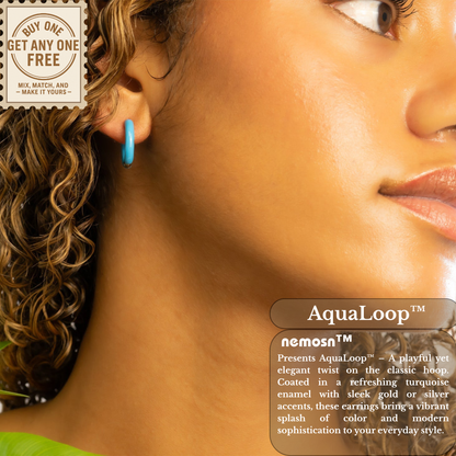 AquaLoop™ Vibrant Enamel Hoop Earrings – Ocean Blue 18K Gold & Silver Plated Hoops | Nemosn™ Coastal Chic Collection