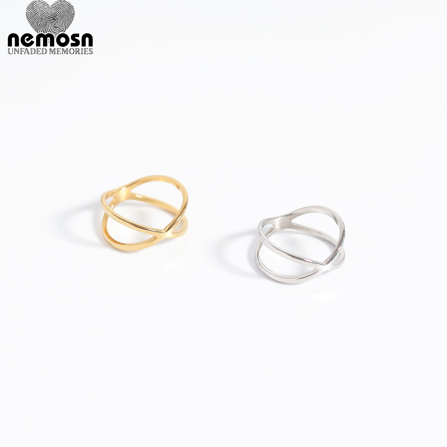 CrossLume™ — Modern Crossover Ring in Polished Gold & Silver