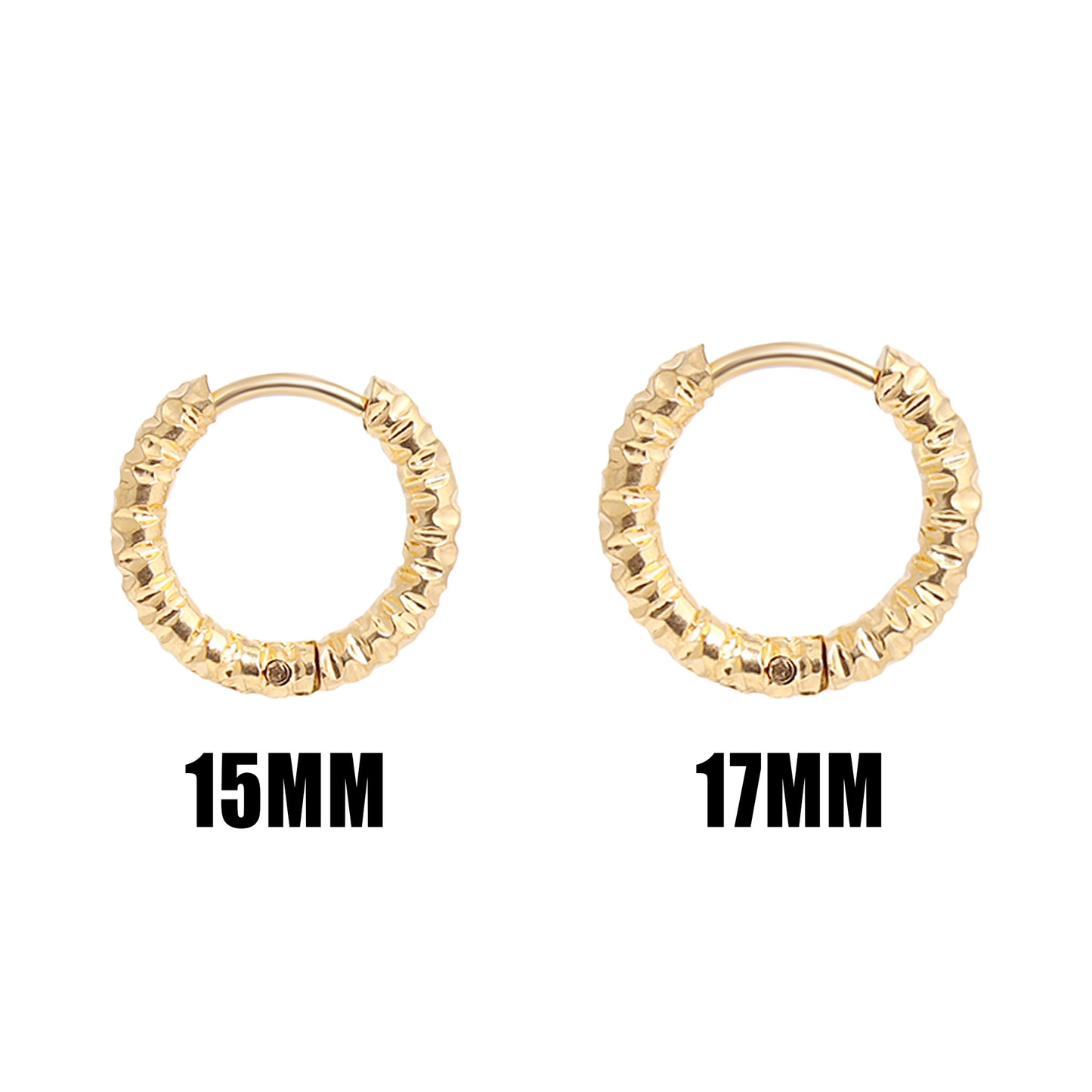 NEMOSN TerraLoop™ Textured Huggie Hoop Earrings – 18K Gold PVD Stainless Steel, Waterproof, Tarnish-Resistant, Hypoallergenic