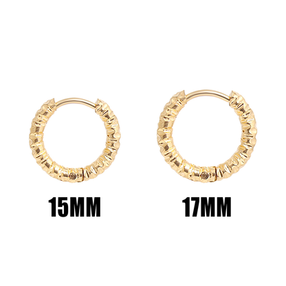 NEMOSN TerraLoop™ Textured Huggie Hoop Earrings – 18K Gold PVD Stainless Steel, Waterproof, Tarnish-Resistant, Hypoallergenic