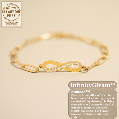 InfinityGleam™ 18K Gold & Silver Infinity Paperclip Chain Bracelet – Dainty Adjustable Symbol of Forever Love Jewelry for Women
