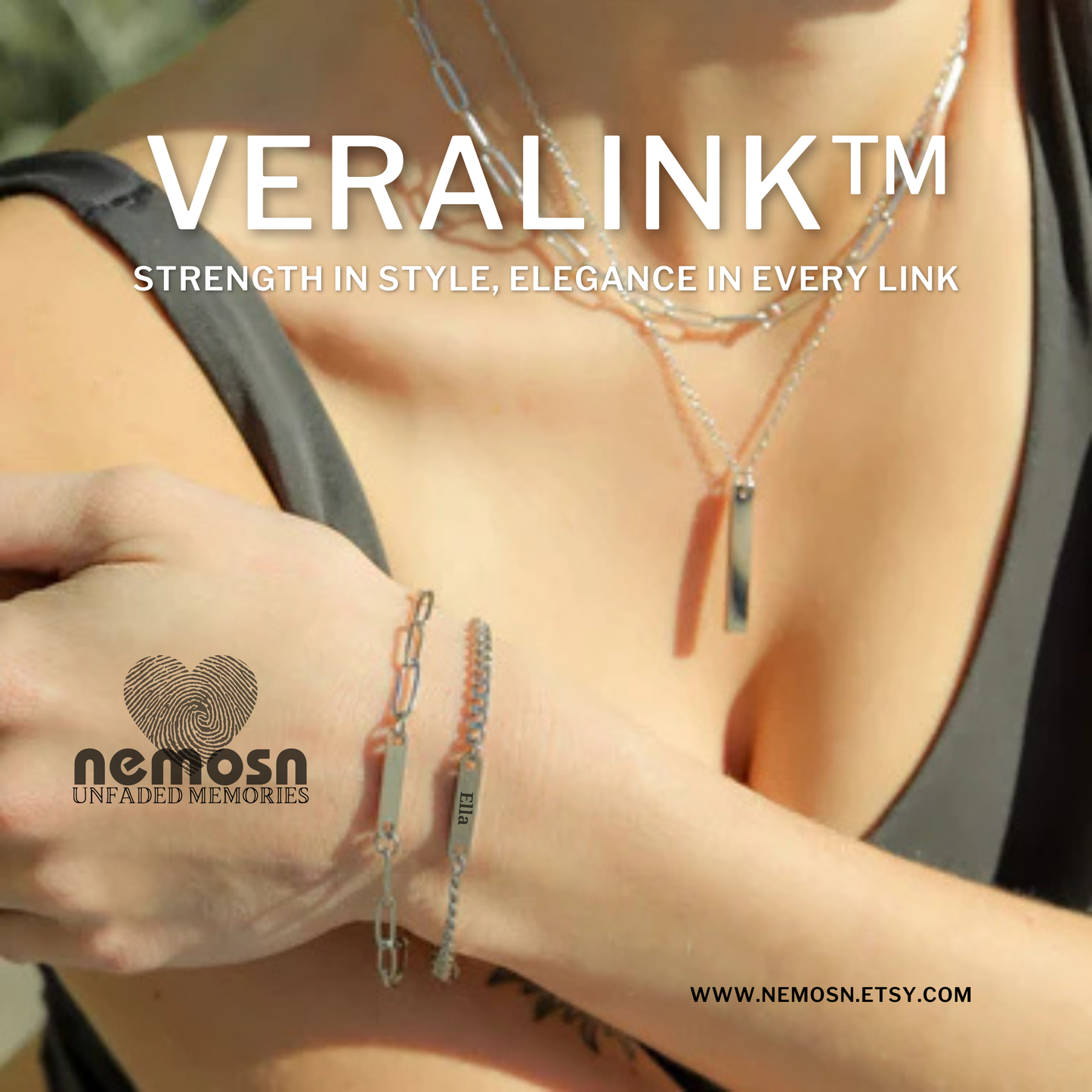 CurbLink™ Engravable Bar Bracelet – Personalized Name or Date Bracelet for Men & Women | Gold & Silver Chain | NEMOSN
