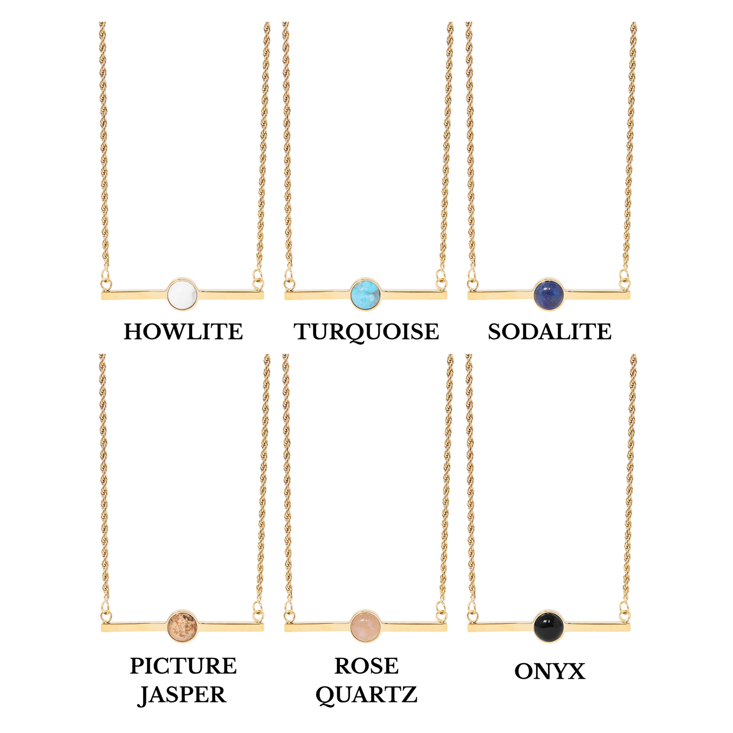 GemBar™ Minimalist Gemstone Bar Necklace | Natural Stone Pendant Jewelry in Gold & Silver