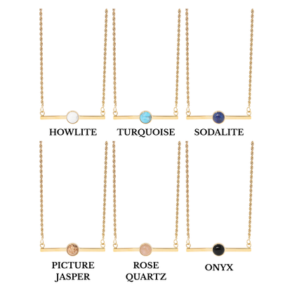 GemBar™ Minimalist Gemstone Bar Necklace | Natural Stone Pendant Jewelry in Gold & Silver