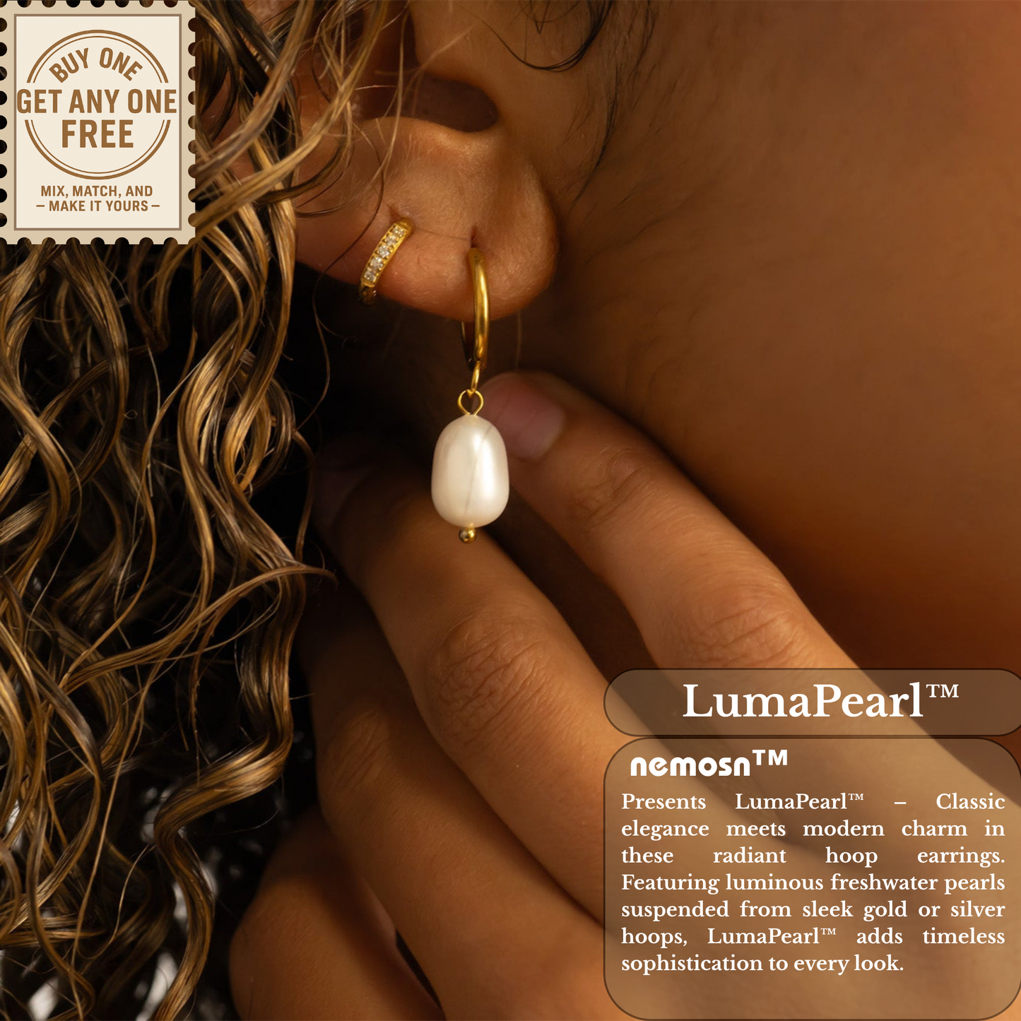 LumaPearl™ Classic Drop Pearl Hoop Earrings – 18K Gold & Silver Plated Minimalist Elegance | Nemosn™ Timeless Collection