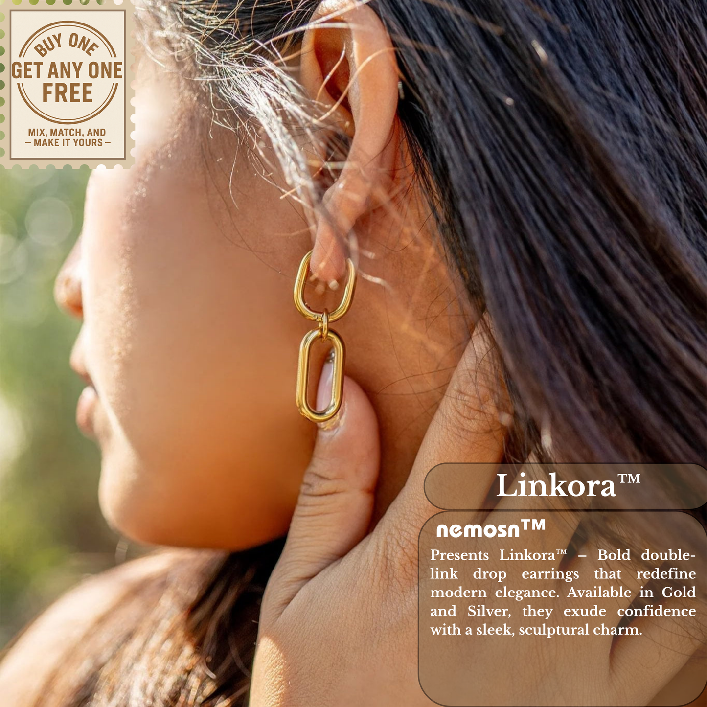 Linkora™ Bold Double-Link Drop Earrings – 18K Gold, Silver & Dual-Tone Statement Hoops