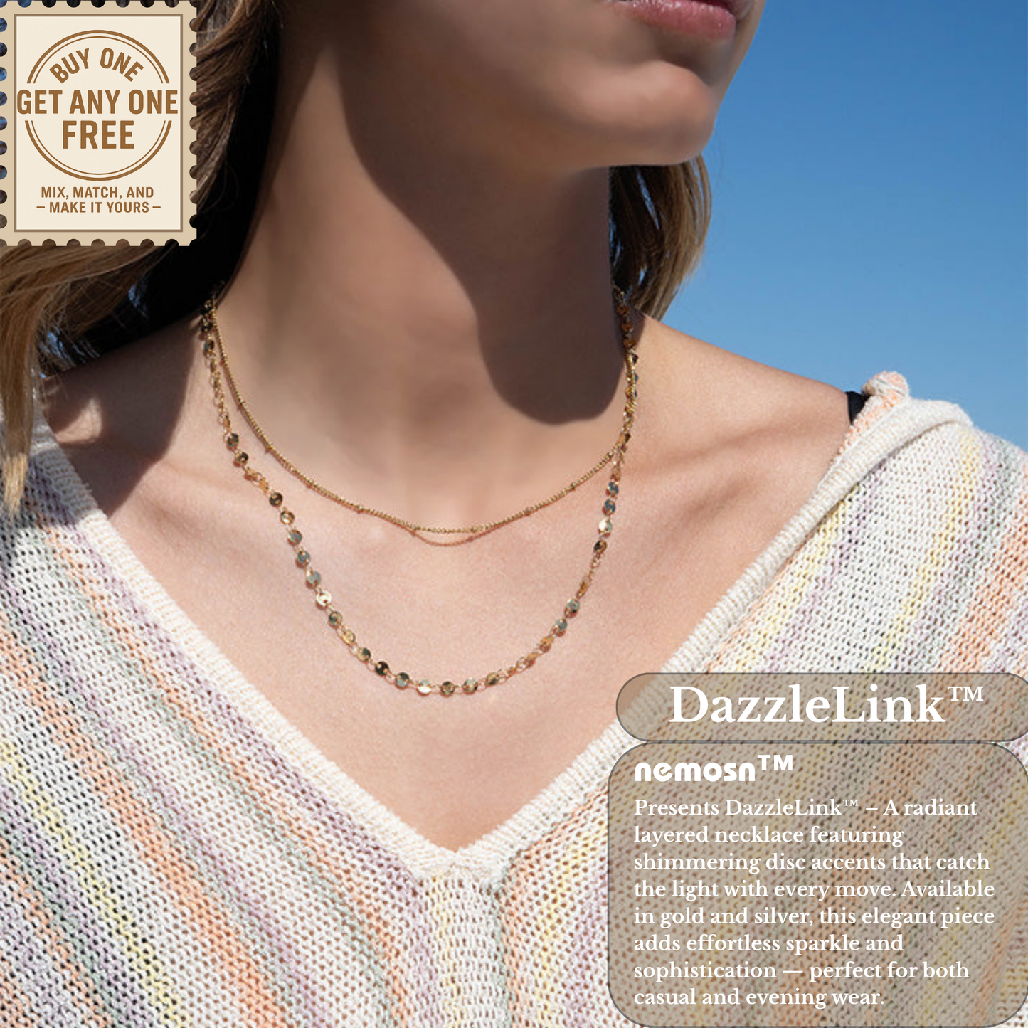 DazzleLink™ Layered Disc Chain Necklace – Delicate Shine & Everyday Elegance (Gold & Silver Options)