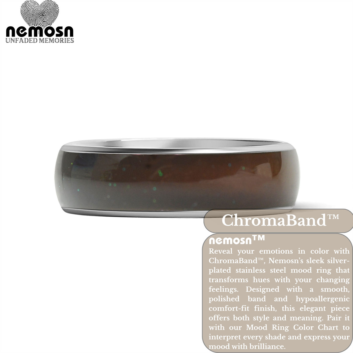 ChromaBand™ Silver Mood Ring – Color Changing Stainless Steel Emotion Ring
