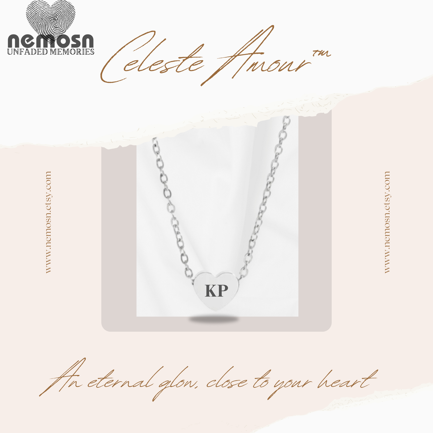 HeartGleam™ Engravable Heart Necklace – Personalized Initial Pendant for Women | Minimalist Gold & Silver Chain | NEMOSN