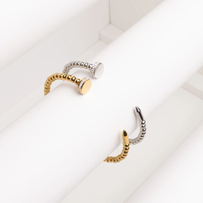18K gold PVD nail head beaded cuff bracelet made from 316L stainless steel by NEMOSN