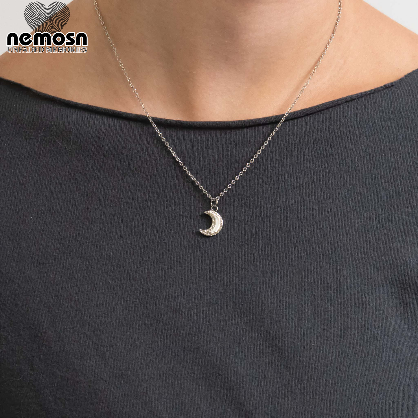 LunaGleam™ – Crystal Crescent Moon Charm Pendant in Gold & Silver