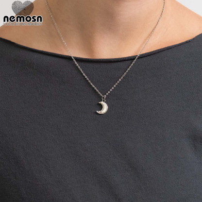 LunaGleam™ – Crystal Crescent Moon Charm Pendant in Gold & Silver