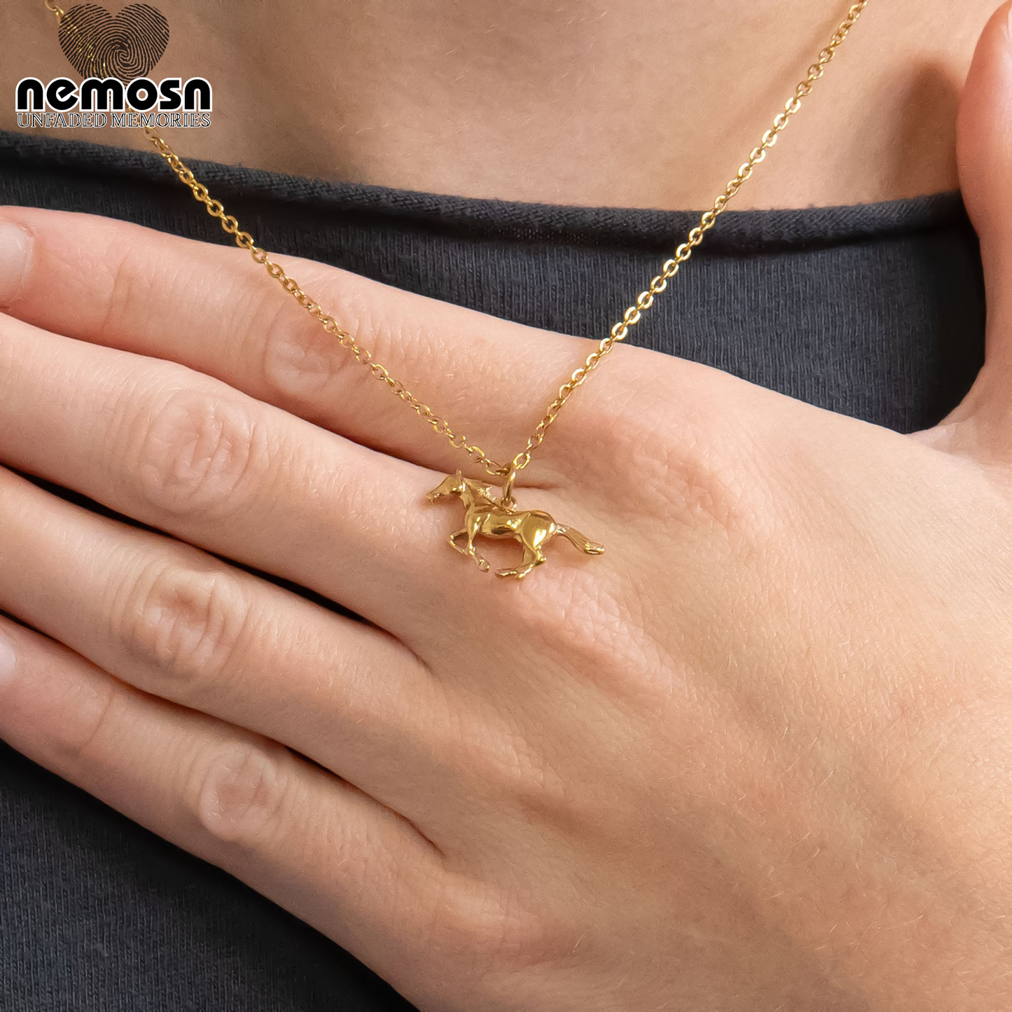 GallopGrace™ – Running Horse Charm Pendant in Gold & Silver