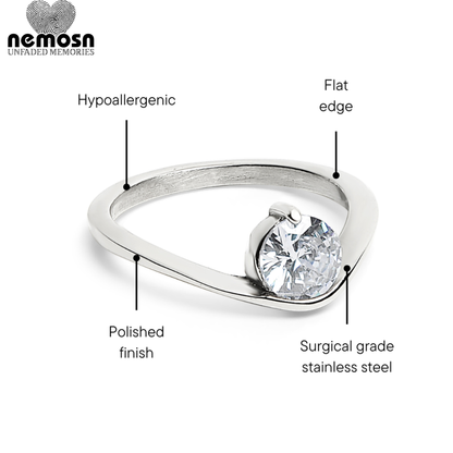 RadiLuxe™ — Modern Flat-Edge Solitaire Ring in Surgical Steel