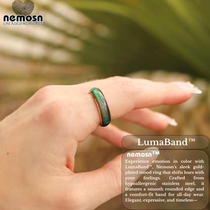 LumaBand™ Gold Mood Ring – Color Changing Stainless Steel Comfort Fit Ring