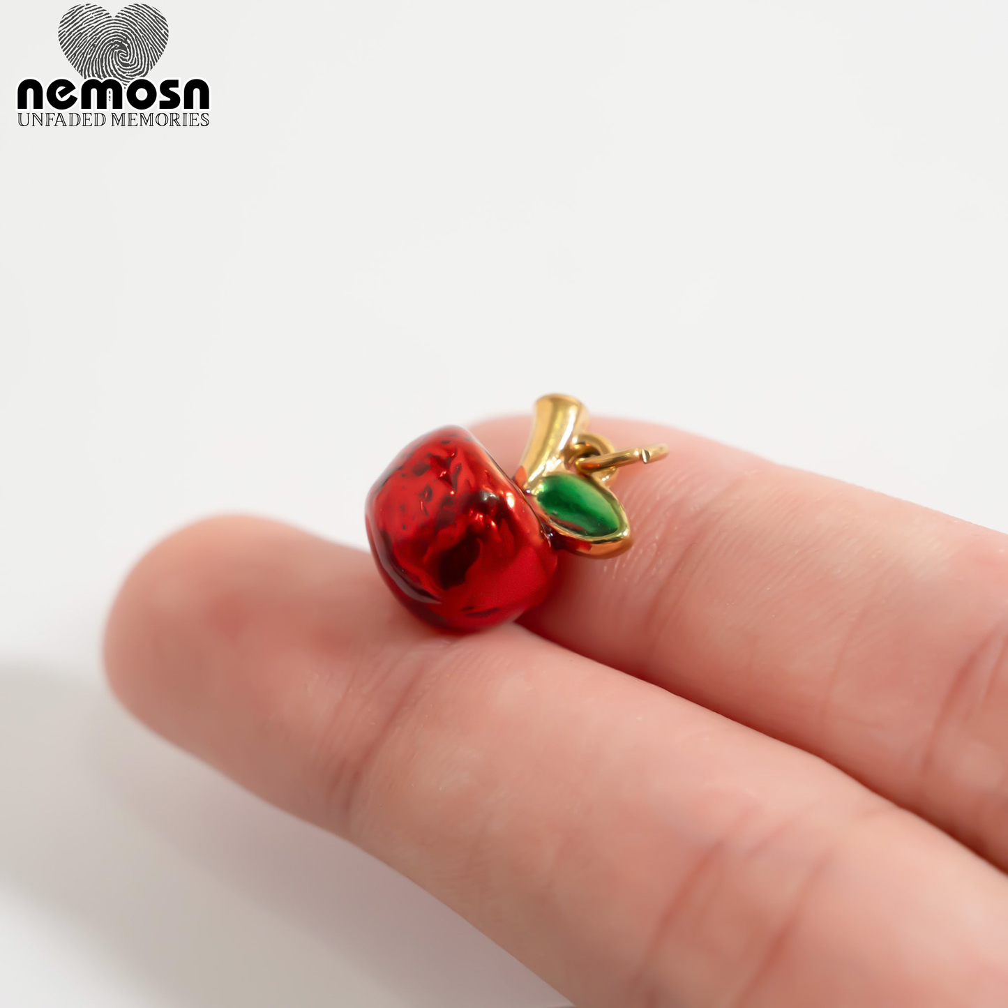 CharmApple™ – Red Enamel Apple Pendant in Gold & Silver | Cute Fruit Charm Necklace by Nemosn