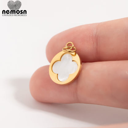 LunaClover™ – Mother of Pearl Clover Pendant in Gold & Silver | Elegant Stainless Steel Charm by Nemosn