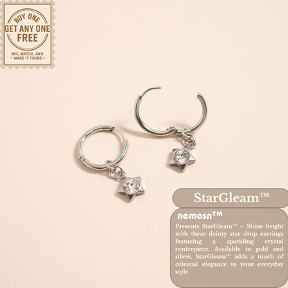 StarGleam™ Dainty Star Drop Earrings – 18K Gold Plated Sparkling Crystal Huggie Hoops