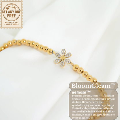 BloomGleam™ Sparkling Flower Beaded Bracelet – Gold & Silver Dainty Bracelet | Everyday Wear Jewelry Gift for Her