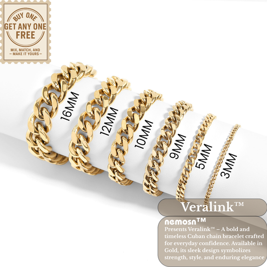 Veralink™ Classic Cuban Chain Bracelet – Bold to Minimal Style (3mm–16mm) | Gold & Silver Options