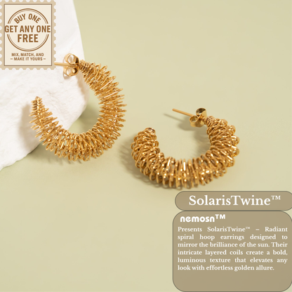 SolarisTwine™ Radiant Coil Hoop Earrings – Bold Spiral Statement in 18K Gold Finish