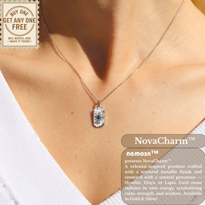 NovaCharm™ Gemstone Pendant Necklace – Howlite, Onyx & Lapis in 18K Gold & Silver | Nemosn™ Modern Spiritual Jewelry