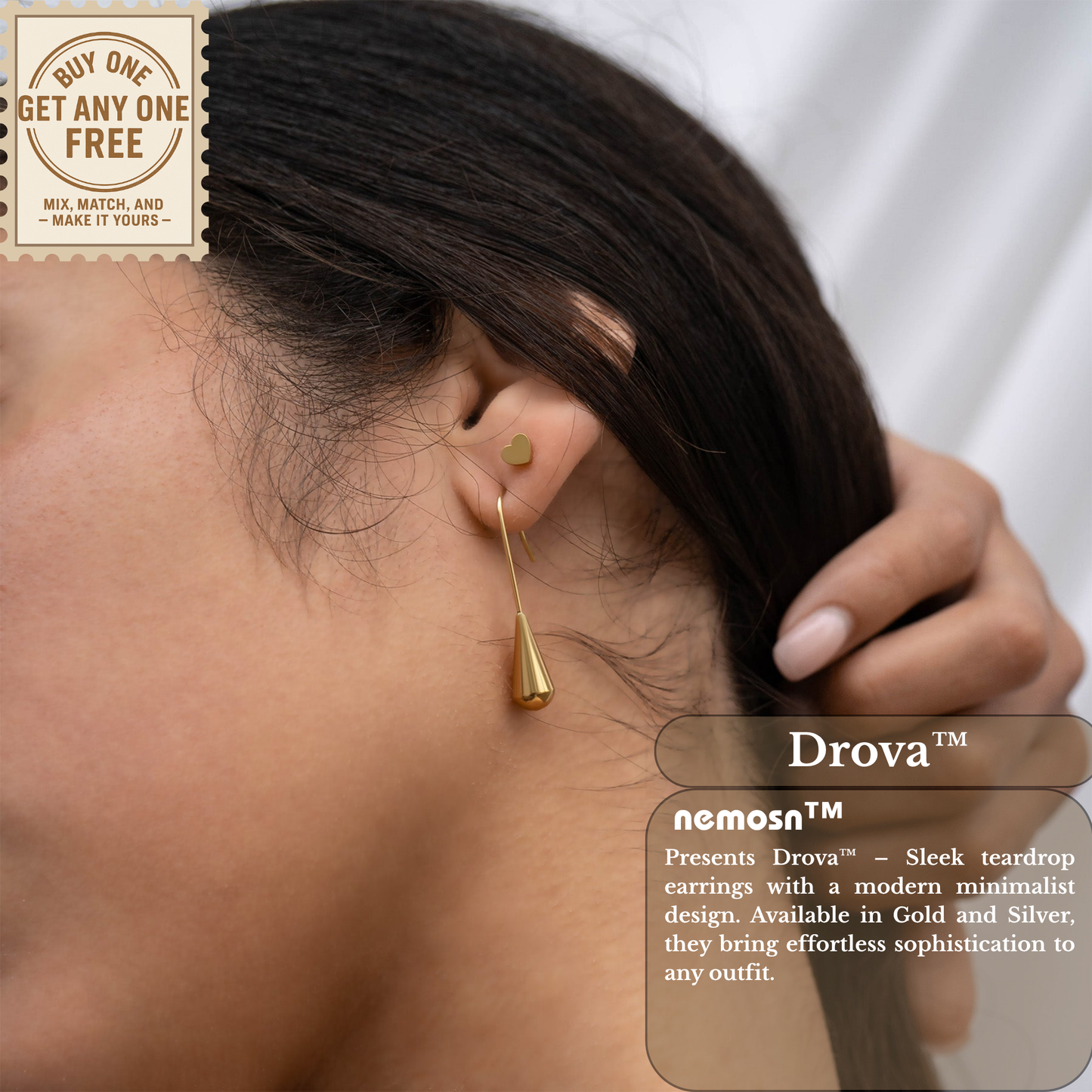 Drova™ Modern Teardrop Earrings – 18K Gold & Silver Plated Minimalist Dangle Design | Nemosn Jewelry