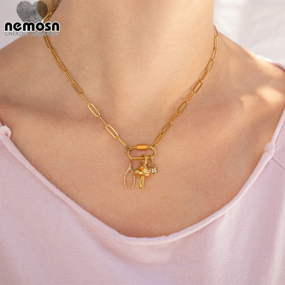 SparkLock™ Pendant – 18K Gold & Silver Stainless Steel Padlock Charm with CZ Stones | Love, Security & Strength Jewelry by Nemosn