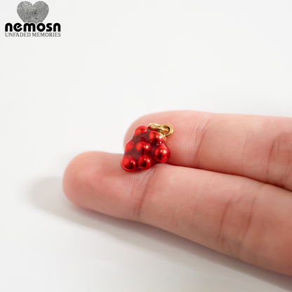 BerryBliss™ – Red Grape Cluster Pendant in Gold & Silver | Glossy Fruit Charm Necklace by Nemosn