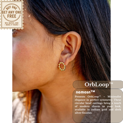 OrbLoop™ Beaded Circle Earrings – 18K Gold & Silver Plated Modern Minimalist Studs for Women | Nemosn™ Elegant Everyday Jewelry
