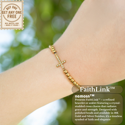 FaithLink™ Cross Beaded Bracelet – Gold & Silver Christian Bracelet | Everyday Wear Faith Jewelry Gift for Her
