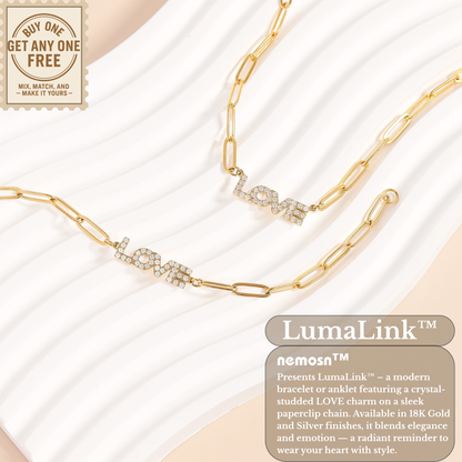 LumaLink™ 18K Gold & Silver “LOVE” Paperclip Chain Bracelet – Adjustable Minimalist Jewelry for Women