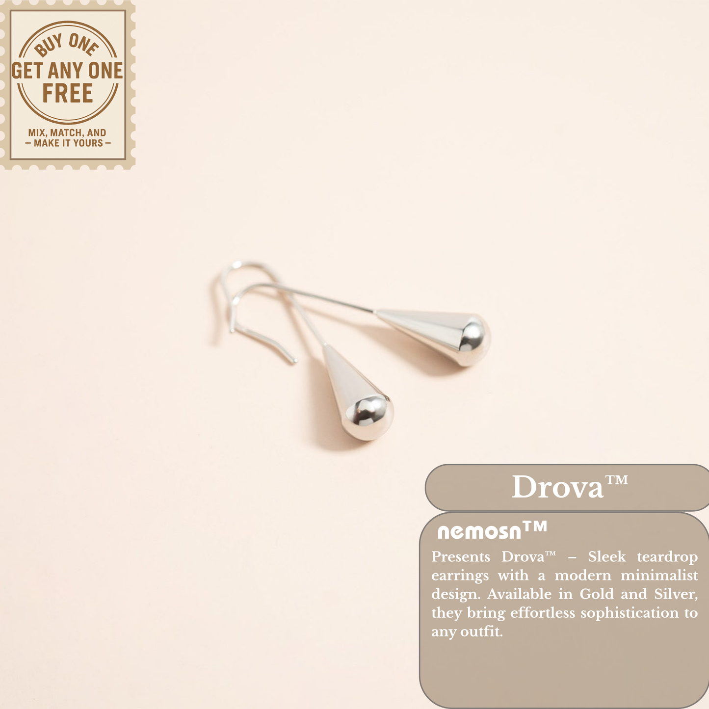 Drova™ Modern Teardrop Earrings – 18K Gold & Silver Plated Minimalist Dangle Design | Nemosn Jewelry