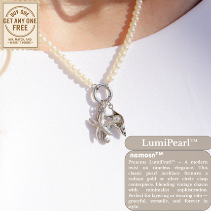 LumiPearl™ Elegant Pearl Necklace with Modern Circular Clasp – Available in Gold & Silver | Nemosn™ Luxury Pearl Jewelry Collection