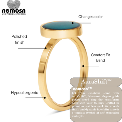 AuraShift™ Gold Mood Ring – Color Changing Stainless Steel Emotion Ring
