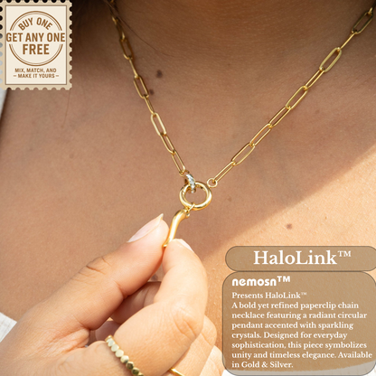 HaloLink™ Modern Paperclip Chain Necklace with Statement Ring – Minimal Bold Style (Gold & Silver Options)