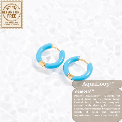 AquaLoop™ Vibrant Enamel Hoop Earrings – Ocean Blue 18K Gold & Silver Plated Hoops | Nemosn™ Coastal Chic Collection