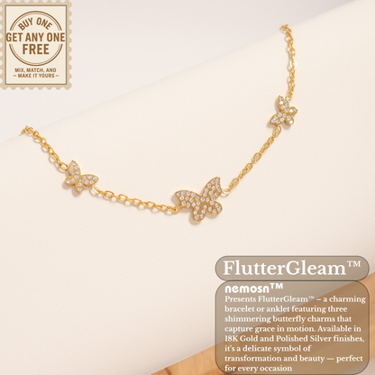 FlutterGleam™ Triple Butterfly Chain Bracelet – Adjustable Gold & Silver Dainty Bracelet | Feminine Everyday Jewelry Gift for Her