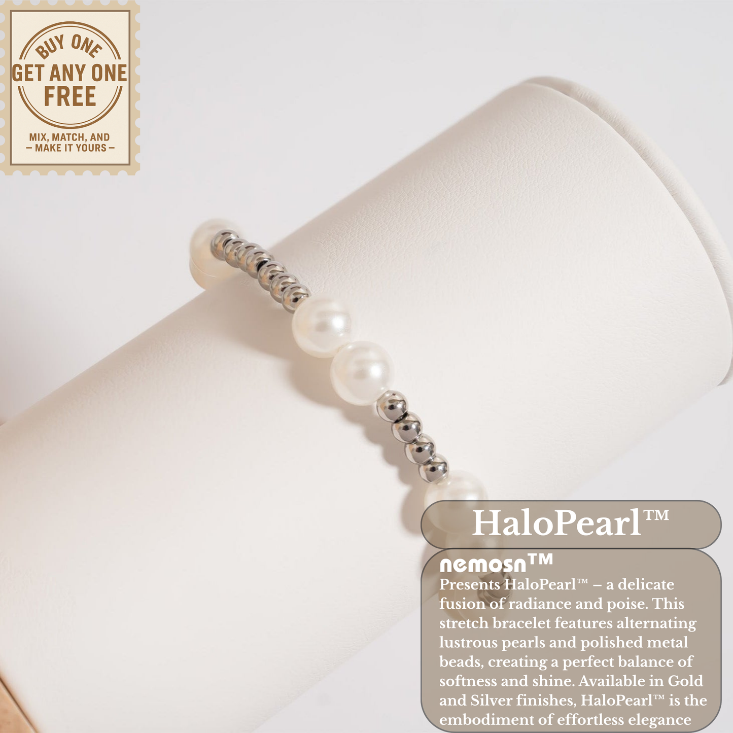 HaloPearl™ Elegant Pearl & Metal Bead Bracelet – Minimalist Luxury Jewelry (Gold & Silver Options)