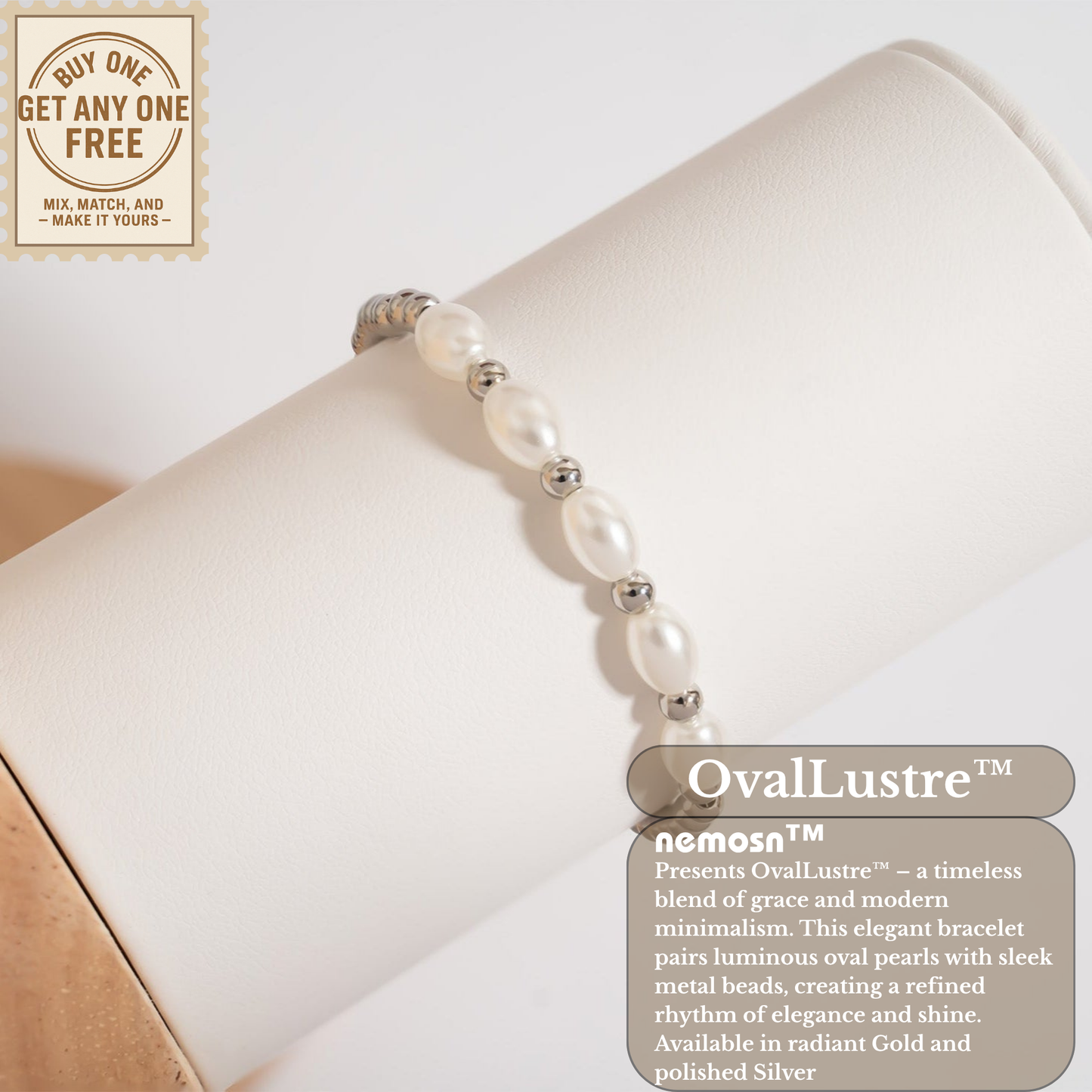 OvalLustre™ Pearl & Metal Bead Bracelet – Slim, Minimalist Luxe (Gold & Silver Options)