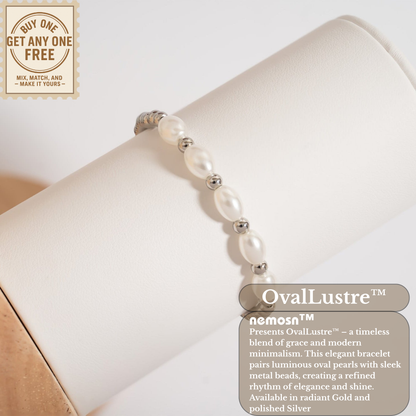 OvalLustre™ Pearl & Metal Bead Bracelet – Slim, Minimalist Luxe (Gold & Silver Options)