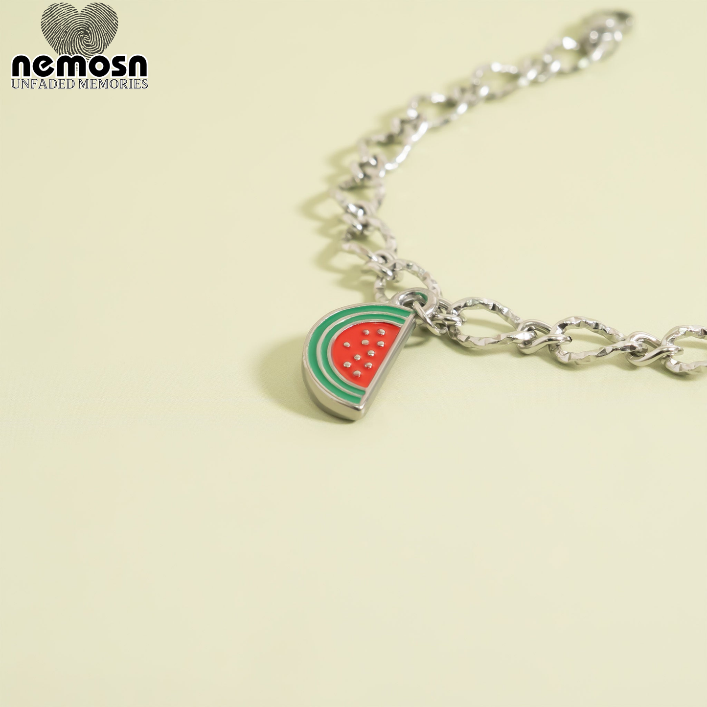 SweetSlice™ – Watermelon Enamel Pendant in Gold & Silver | Summer Fruit Charm Necklace by Nemosn