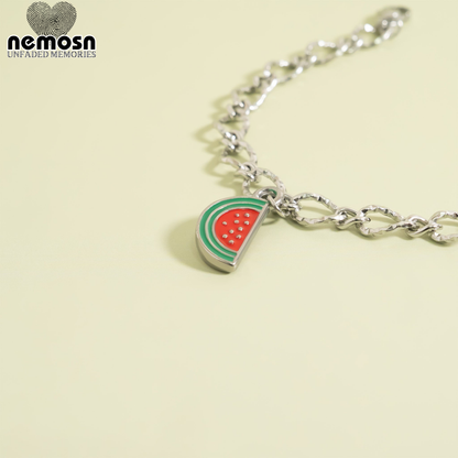 SweetSlice™ – Watermelon Enamel Pendant in Gold & Silver | Summer Fruit Charm Necklace by Nemosn