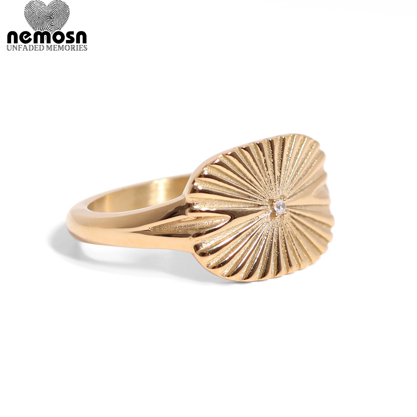 SolLuxe™ — Radiant Oval Sunburst Ring with Central Sparkle in Gold & Silver