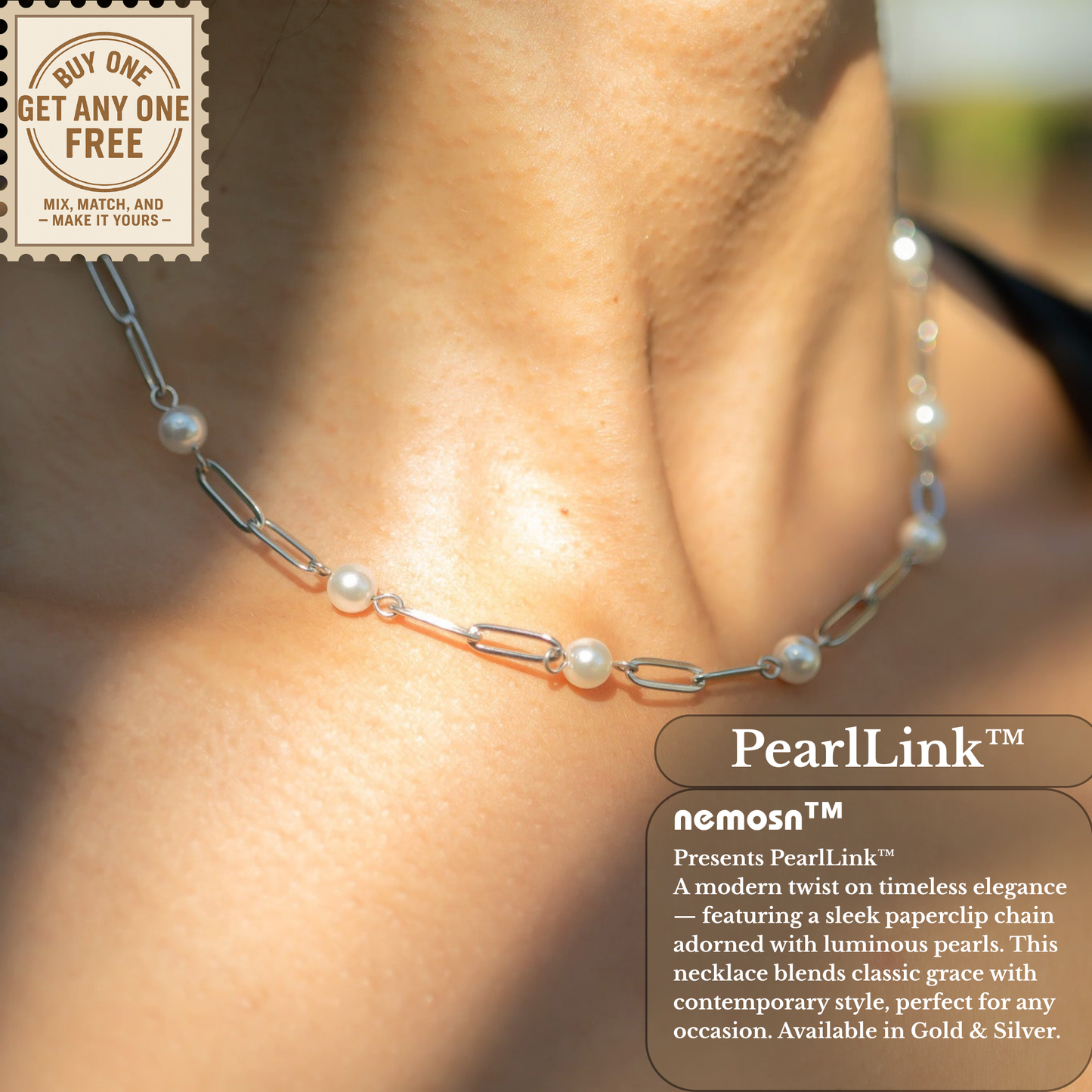PearlLink™ Modern Paperclip & Pearl Chain Necklace – Minimal Elegant Statement (Gold & Silver Options)