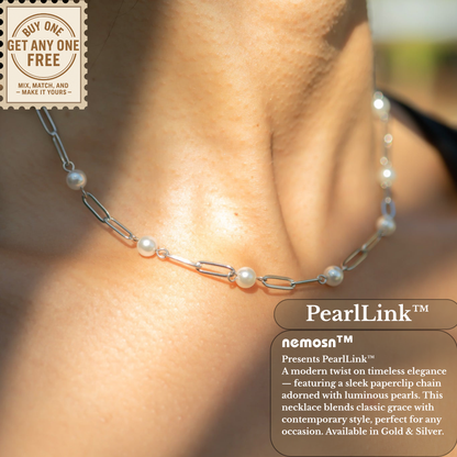PearlLink™ Modern Paperclip & Pearl Chain Necklace – Minimal Elegant Statement (Gold & Silver Options)